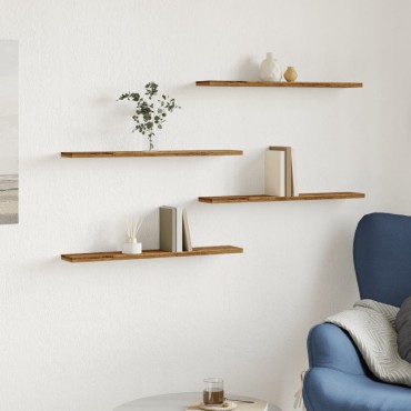 vidaXL Ράφια Βιβλιοθήκης 4 τεμ. Παλ. Ξύλο 60x10x1,5cm από Επεξ. Ξύλο