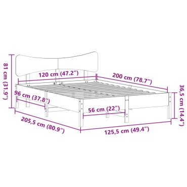 vidaXL Σκελετός Κρεβ. Χωρίς Στρώμα Καφέ Κεριού 120x200 εκ Μασίφ Πεύκο
