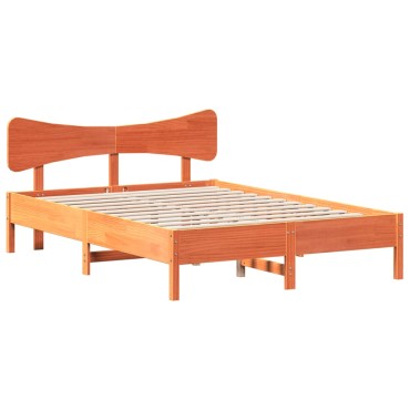 vidaXL Σκελετός Κρεβ. Χωρίς Στρώμα Καφέ Κεριού 135x190 εκ Μασίφ Πεύκο