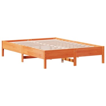 vidaXL Σκελετός Κρεβ. Χωρίς Στρώμα Καφέ Κεριού 135x190 εκ Μασίφ Πεύκο