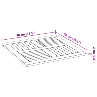 vidaXL Επιφάνεια Τραπεζιού Τετράγωνη 80x80x2,2cm Μασίφ Ξύλο Ακακίας 1 τεμ.
