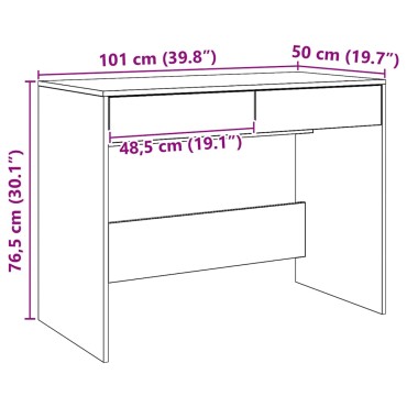 vidaXL Γραφείο Αρτισιανή Δρυς 101x50x76,5cm από Επεξεργασμένο Ξύλο 1 τεμ.