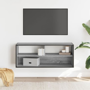vidaXL Έπιπλο Τηλεόρασης Γκρι Sonoma 100x31x39,5cm Επεξ.Ξύλο/Μέταλλο