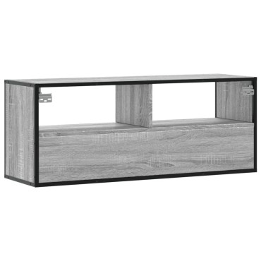 vidaXL Έπιπλο Τηλεόρασης Γκρι Sonoma 100x31x39,5cm Επεξ.Ξύλο/Μέταλλο