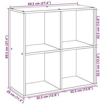 vidaXL Βιβλιοθήκη/Διαχωριστικό Χώρου Δρυς 69,5x29x69,5cm Επεξ. Ξύλο 1 τεμ.