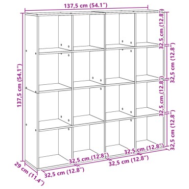 vidaXL Βιβλιοθήκη Sonoma Δρυς 137,5x29x137,5cm Επεξεργασμένο Ξύλο 1 τεμ.