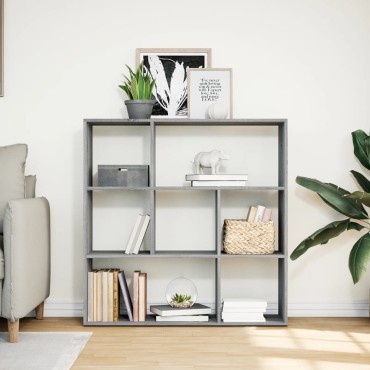 vidaXL Βιβλιοθήκη/Διαχωριστικό Χώρου Γκρι 102x29x103,5cm Επεξ. Ξύλο 1 τεμ.
