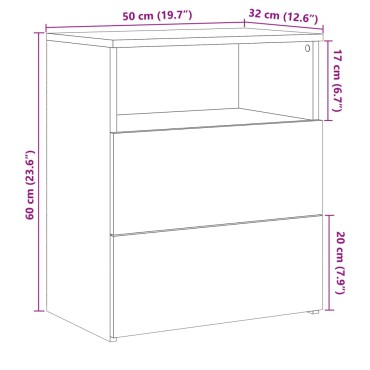 vidaXL Κομοδίνο Όψη Παλαιού Ξύλου 50x32x60cm από Επεξ. Ξύλο 1 τεμ.