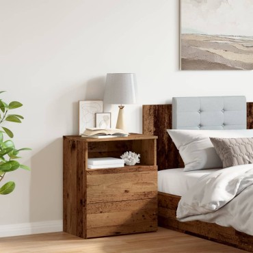 vidaXL Κομοδίνο Όψη Παλαιού Ξύλου 50x32x60cm από Επεξ. Ξύλο 1 τεμ.