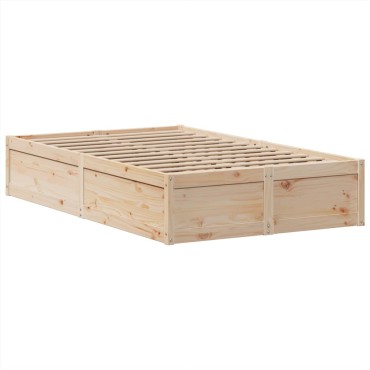 vidaXL Σκελετός Κρεβατιού Χωρίς Στρώμα 135x190 εκ Μασίφ Ξύλο Πεύκου