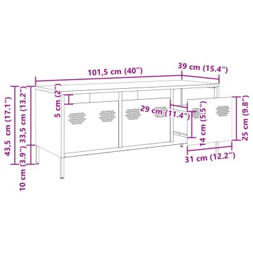 vidaXL Έπιπλο Τηλεόρασης Μαύρο 101,5x39x43,5cm Ατσάλι Ψυχρής Έλασης