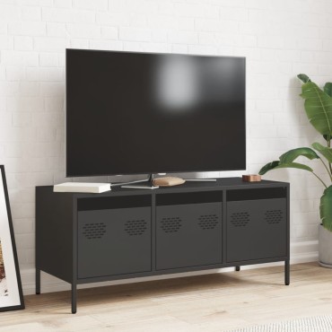 vidaXL Έπιπλο Τηλεόρασης Μαύρο 101,5x39x43,5cm Ατσάλι Ψυχρής Έλασης