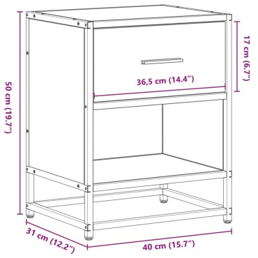 vidaXL Κομοδίνα Καφέ Δρυς 40x31x50cm από Επεξεργασμένο Ξύλο 1 τεμ.