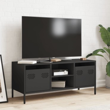 vidaXL Έπιπλο Τηλεόρασης Μαύρο 101,5x39x43,5cm Ατσάλι Ψυχρής Έλασης