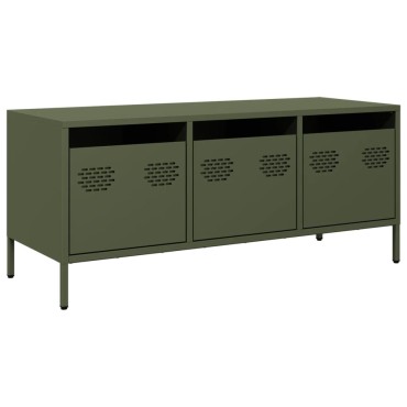 vidaXL Έπιπλο Τηλεόρασης Λαδί 101,5x39x43,5cm Ατσάλι Ψυχρής Έλασης