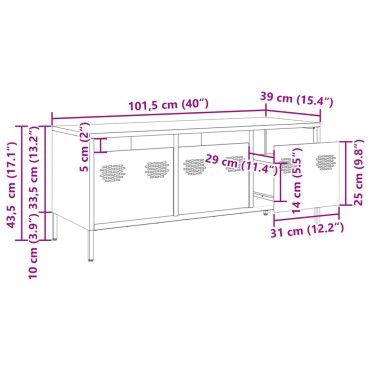 vidaXL Έπιπλο Τηλεόρασης Λαδί 101,5x39x43,5cm Ατσάλι Ψυχρής Έλασης