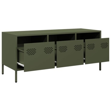 vidaXL Έπιπλο Τηλεόρασης Λαδί 101,5x39x43,5cm Ατσάλι Ψυχρής Έλασης