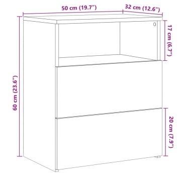 vidaXL Κομοδίνο Αρτισιανή Δρυς 50x32x60cm από Επεξεργασμένο Ξύλο 1 τεμ.