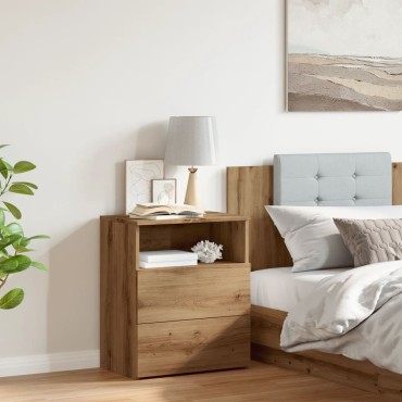 vidaXL Κομοδίνο Αρτισιανή Δρυς 50x32x60cm από Επεξεργασμένο Ξύλο 1 τεμ.