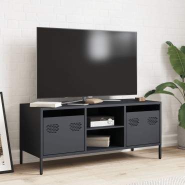 vidaXL Έπιπλο Τηλεόρασης Ανθρακί 101,5x39x43,5cm Ατσάλι Ψυχρής Έλασης