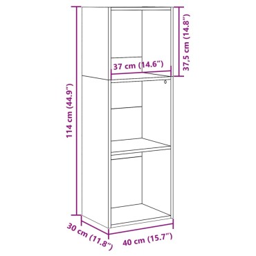 vidaXL Βιβλιοθήκη Λευκή 40x30x114cm από Επεξεργασμένο Ξύλο 1 τεμ.