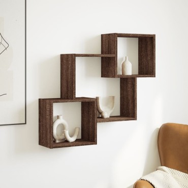 vidaXL Ντουλάπι Τοίχου Καφέ Δρυς 78x18x71cm από Επεξεργασμένο Ξύλο 1 τεμ.