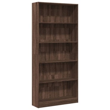 vidaXL Βιβλιοθήκη Καφέ Δρυς 80x24x176cm από Επεξεργασμένο Ξύλο 1 τεμ.