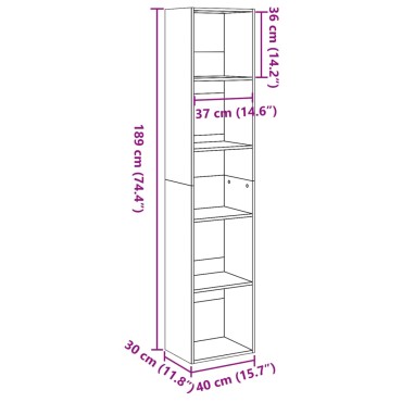 vidaXL Βιβλιοθήκη Όψη Παλαιού Ξύλου 40x30x189cm Επεξεργασμένο Ξύλο 1 τεμ.