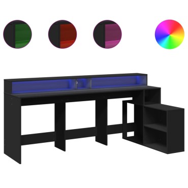 vidaXL Γραφείο με LED Μαύρο 200x104x91cm από Επεξεργασμένο Ξύλο 1 τεμ.