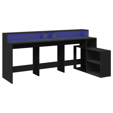 vidaXL Γραφείο με LED Μαύρο 200x104x91cm από Επεξεργασμένο Ξύλο 1 τεμ.