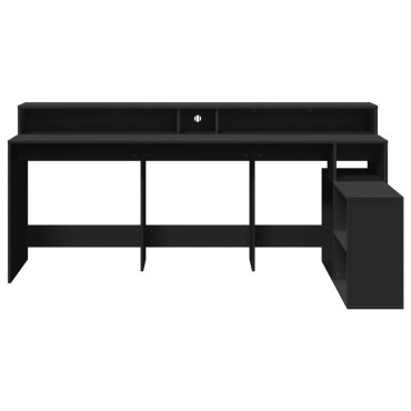 vidaXL Γραφείο με LED Μαύρο 200x104x91cm από Επεξεργασμένο Ξύλο 1 τεμ.