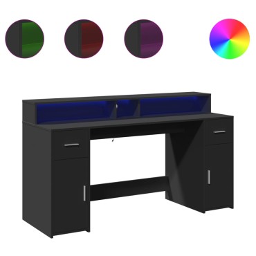 vidaXL Γραφείο με LED Μαύρο 160x55x91cm από Επεξεργασμένο Ξύλο 1 τεμ.