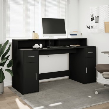 vidaXL Γραφείο με LED Μαύρο 160x55x91cm από Επεξεργασμένο Ξύλο 1 τεμ.