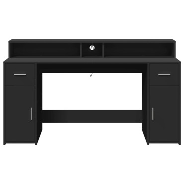 vidaXL Γραφείο με LED Μαύρο 160x55x91cm από Επεξεργασμένο Ξύλο 1 τεμ.