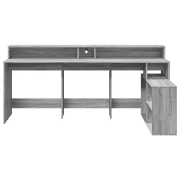 vidaXL Γραφείο με LED Γκρι Sonoma 200x104x91cm Επεξεργ. Ξύλο 1 τεμ.