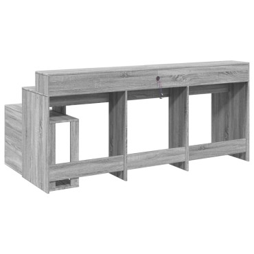 vidaXL Γραφείο με LED Γκρι Sonoma 200x104x91cm Επεξεργ. Ξύλο 1 τεμ.