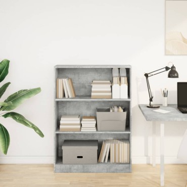 vidaXL Βιβλιοθήκη Γκρι Σκυροδέματος 80x24x109cm Επεξεργ. Ξύλο 1 τεμ.