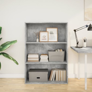 vidaXL Βιβλιοθήκη Γκρι Σκυροδέματος 80x30x114cm Επεξεργ. Ξύλο 1 τεμ.