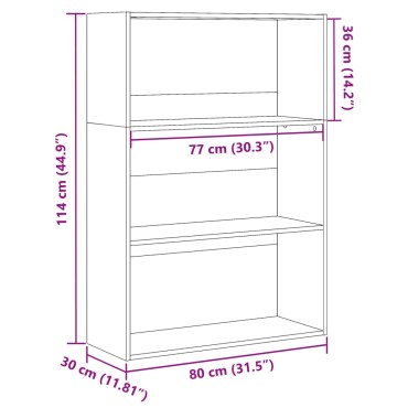 vidaXL Βιβλιοθήκη Γκρι Σκυροδέματος 80x30x114cm Επεξεργ. Ξύλο 1 τεμ.