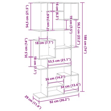vidaXL Βιβλιοθήκη Γκρι Sonoma 92x29x188cm από Επεξεργασμένο Ξύλο 1 τεμ.