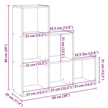 vidaXL Βιβλιοθήκη/Διαχωριστικό Χώρου 3 Επ. Δρυς 99x29x99cm Επ. Ξύλο 1 τεμ.