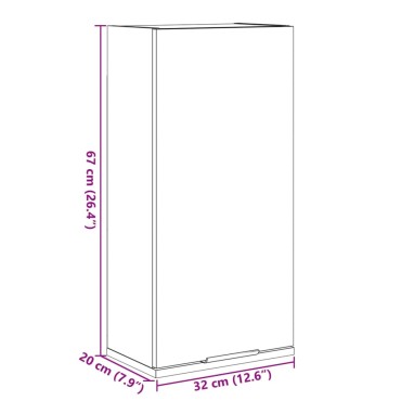 vidaXL Ντουλάπι Μπάνιου Επιτοίχιο Artisan Δρυς 32x20x67cm 1 τεμ.