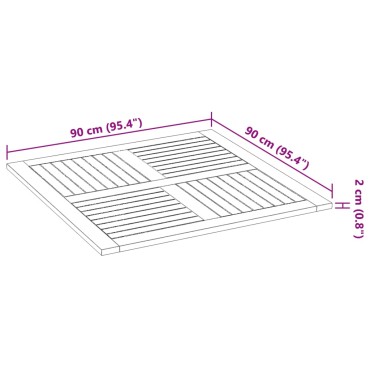 vidaXL Επιφάνεια Τραπεζιού Τετράγωνη 90x90x2,2cm Μασίφ Ξύλο Ακακίας 1 τεμ.