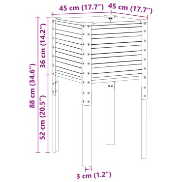 vidaXL Ζαρντινιέρα Κήπου Γκρι 45x45x88 εκ. από Ατσάλι