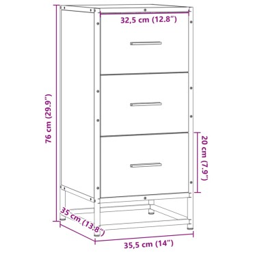 vidaXL Ραφιέρα Καφέ Δρυς 35,5x35x76cm Επεξ. Ξύλο + Μέταλλο 1 τεμ.