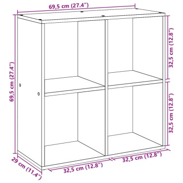 vidaXL Βιβλιοθήκη/Διαχωριστικό Χώρου 69,5x29x69,5cm Επεξ. Ξύλο 1 τεμ.