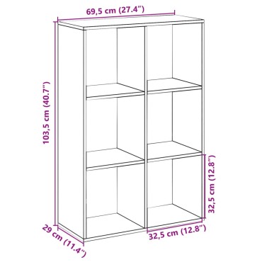 vidaXL Βιβλιοθήκη/Διαχωριστικό Χώρου 69,5x29x103,5cm Επεξ. Ξύλο 1 τεμ.