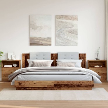 vidaXL Κομοδίνα 2 τεμ. Όψη Παλαιού Ξύλου 50x32x60cm από Επεξ. Ξύλο