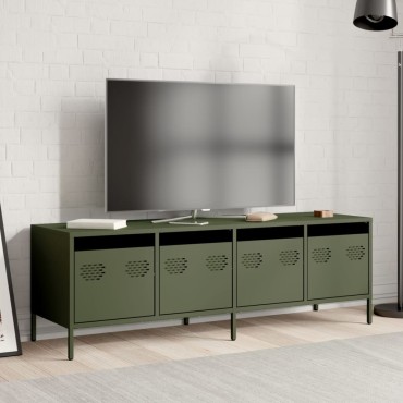 vidaXL Έπιπλο Τηλεόρασης Λαδί 135x39x43,5cm Ατσάλι Ψυχρής Έλασης