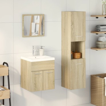 vidaXL Σετ Επίπλων Μπάνιου 4 τεμ. Sonoma Δρυς Επεξεργασμένο Ξύλο 42x39x18cm